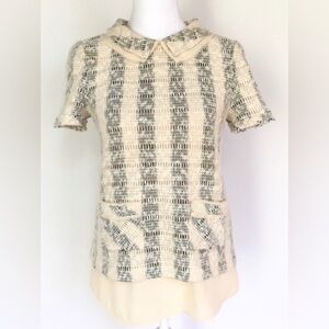 Gorgeous Postmark by Anthropologie Cadence Ivory Tweed Chiffon Underlay Blouse